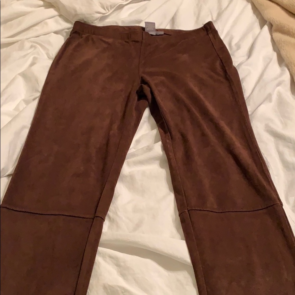 Suede feel dark brown pants